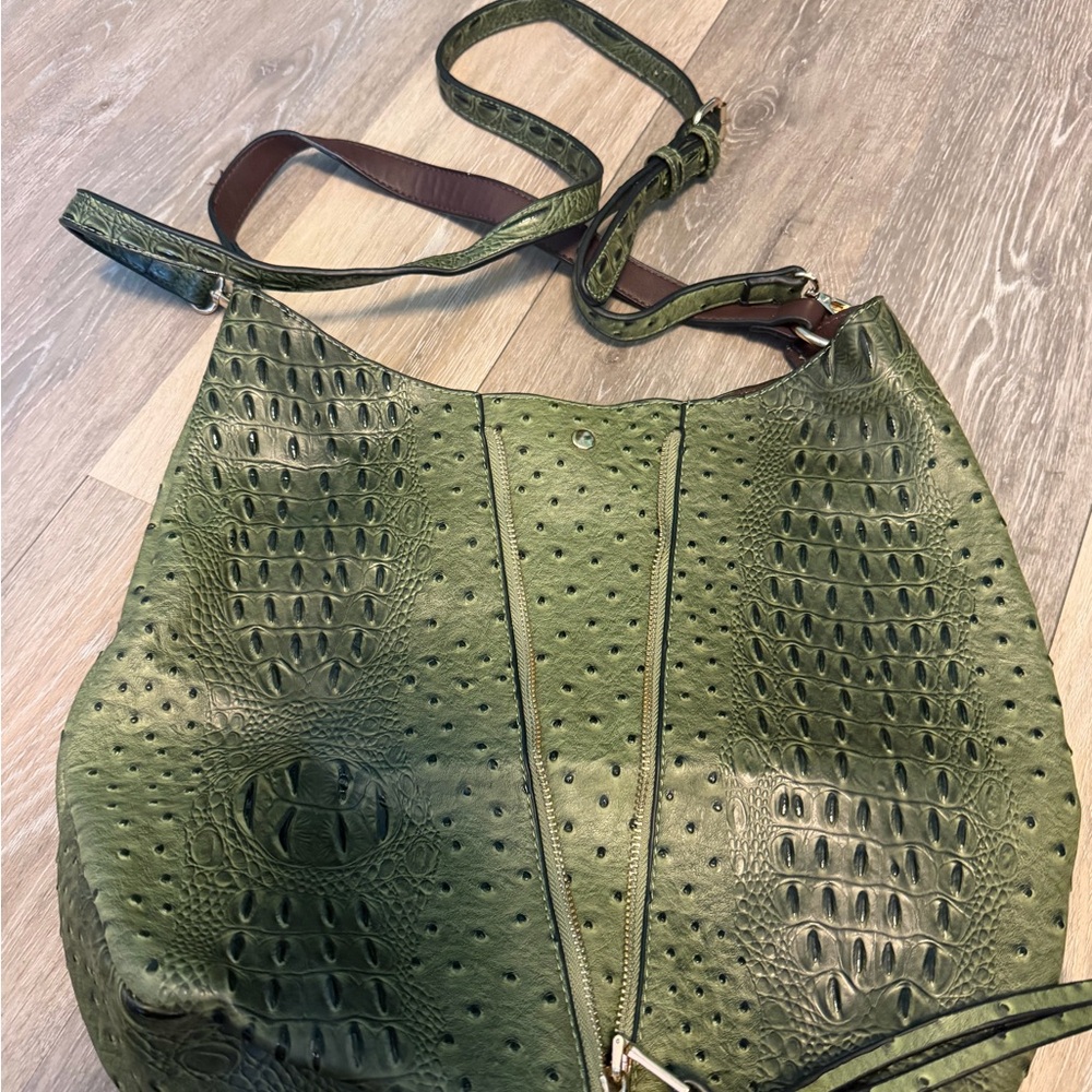 Green Textured Women Bag
